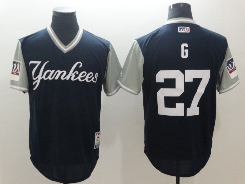 Men New York Yankees #27 G Blue New Rush Limited MLB Jerseys
